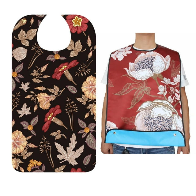 Bavoir Ajustable en Coton Imperméable pour Repas pour Femmes Âgées