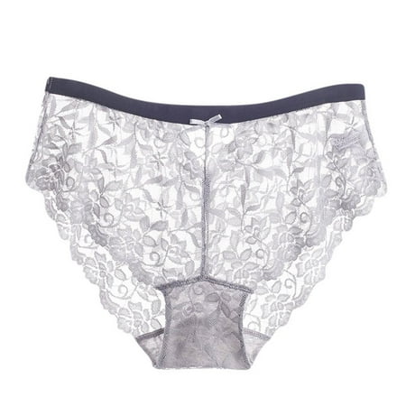 uublik Women Briefs High Waist Breathable Briefs Soft Underpants Ladies Stretch Panties Womens Lace Underwear Gray
