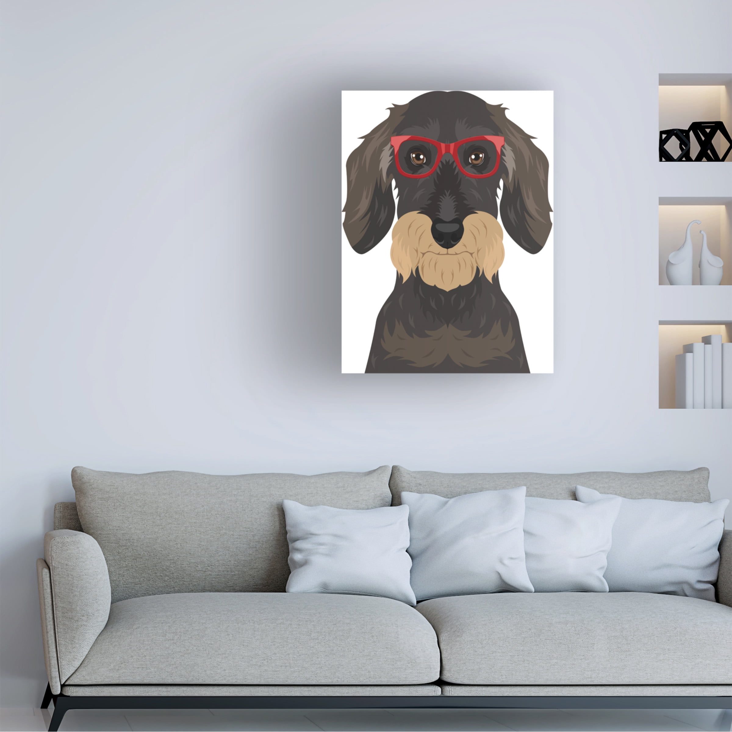 Furbaby Affiliates 'Wire Haired Dachshund Wearing Hipster Glasses' Canvas Art
