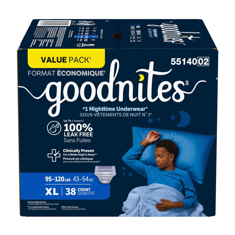 Goodnites Boys Absorbent Disposable Nighttime Bedwetting Underwear