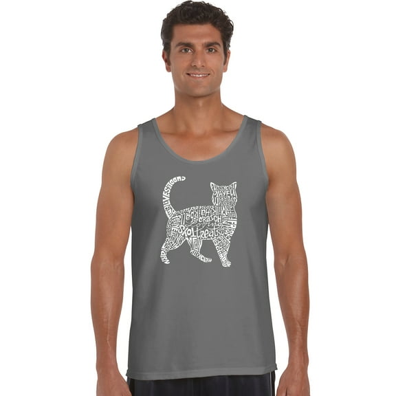 LA Pop Art Men's Word Art Tank Top - Cat