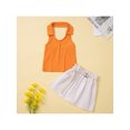 thumbnail image 2 of Franhais 2 Pcs Infant Casual Skirt Set, Girls Ribbed Solid Color Lapel Halter Tops +Skirt with Belt, 2 of 9