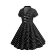 thumbnail image 4 of YOUYEDIAN Kids Notch Lapel 50s Dress for Girls Vintage Retro 1950s Polka Dot Dress for Girls 50's Swing Dress (Black, 11-12 Years), 4 of 4