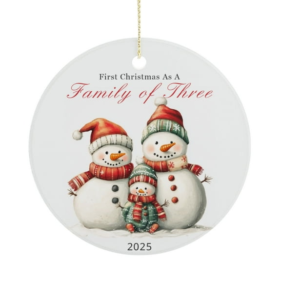 KuphiL10C Family Christmas Ornaments 2025, Our First Christmas as A Family of Three Ceramic Ornament, New Mom and Dad Gifts, Newborn Gifts Keepsake
