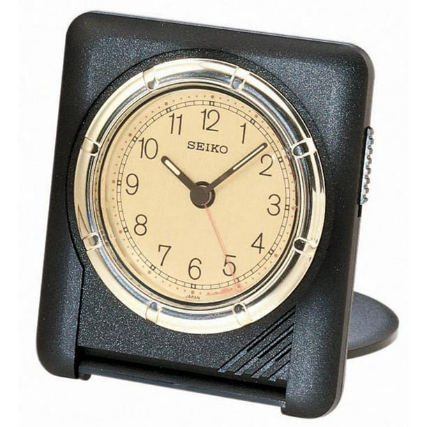 Seiko QUH304KRH Black Matte Case Travel Alarm Clock