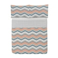 thumbnail image 1 of Abstract Reversible Bedspread Set, Geometric Chevron Pattern Classical Style Stripes Zigzag Motif Illustration, Pillow Shams & Comforter Microfiber Bedding Set, 3 Sizes, Salmon White, by Ambesonne, 1 of 2