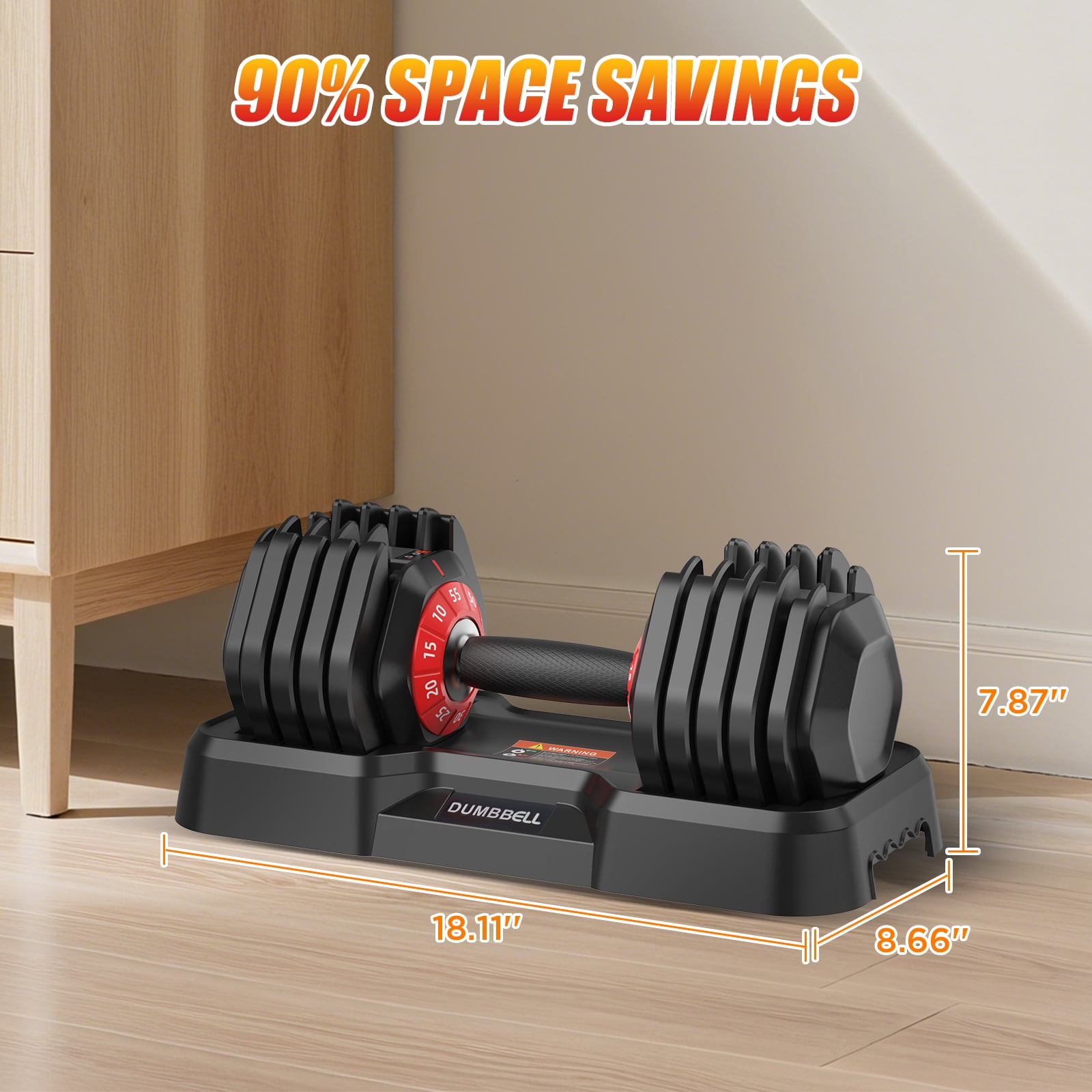 Hiaso 55lb 5-in-1 Adjustable Dumbbell Set Plates & Rack-Space-Saving Free Weights for Home Gym, Full Body Workout for Women & Men