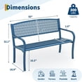 thumbnail image 3 of Metal Garden Bench – 50" Outdoor Patio Steel Bench – Curved Backrest, Decorative Pattern – Weather-Resistant – for Yard, Park, Deck & Backyard, 3 of 5