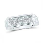 The Diamond Deal 10kt White Gold Mens Round Diamond Band Ring 1/2 Cttw