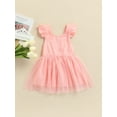 thumbnail image 2 of Bagilaanoe Toddler Baby Girl Summer Dress Ruffle Fly Sleeve A-line Princess Dresses 1T 2T 3T 4T 5T 6T Kid Patchwork Tulle Skirt, 2 of 9