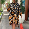 thumbnail image 2 of Fesfesfes Womens Dress Floral Print Crewneck Spring Dress Loose Casual Short Sleeve Women's One-line Collar Printed Bat Sleeve Irregular Robe Dress, 2 of 7