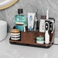 thumbnail image 2 of Bathroom Counter Organizer for Vanity & Sink Storage: Detachable Electric Toothbrush and Toothpaste Holder, Water Flosser Holder, Bathroom Decor and Accessories Organization Set(Walnut Black), 2 of 9