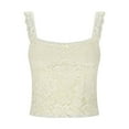 thumbnail image 5 of Delliss Women's Casual Solid Color Tight Fitting Pullover Lace Backless Camisole Top Beige M, 5 of 8