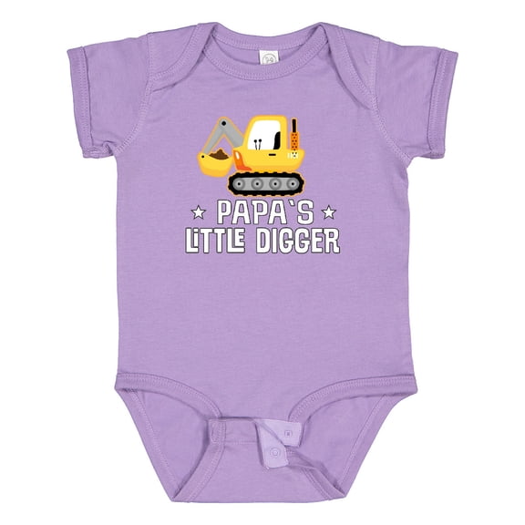 Inktastic Papa Little Digger Construction Truck Boys Baby Bodysuit