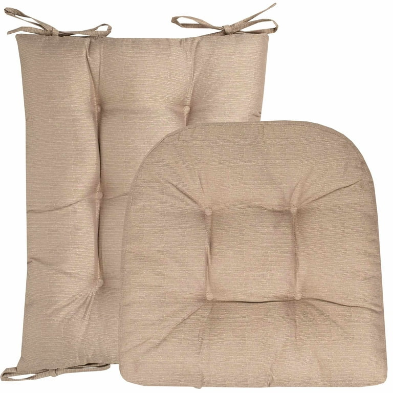 Sweet Home Collection Patio Cushions Outdoor Chair Pads Thick Fiber Fill  Tufted 19 x 19 Seat Cover, Cream, 6 Pack