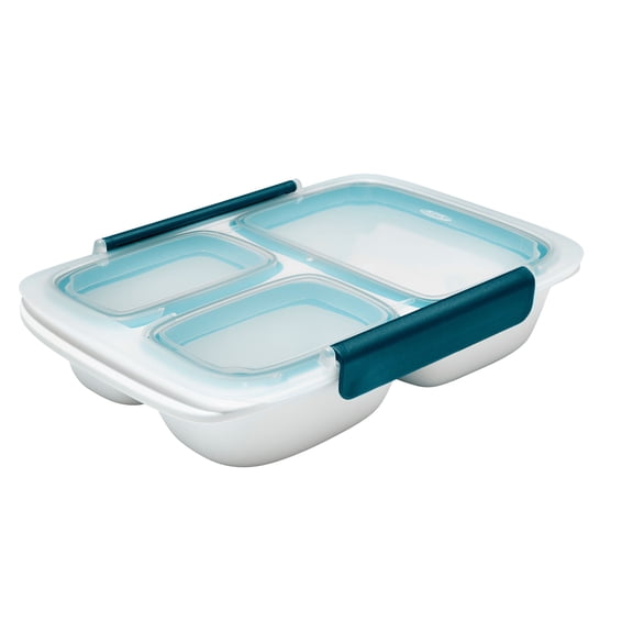 OXO Prep & Go 4.1-Cup Leakproof Divided Lunch Container, Meal Prep Food Storage Container for Lunch Prep Work, School and On-the-Go Meals, Teal