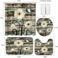 thumbnail image 2 of 4 Piece Shower Curtain Sets, Teal Daisies Butterfly with Non-Slip Rugs, Toilet Lid Cover and Bath Mat, for Bathroom Decor Set, 72" x 72", 2 of 6