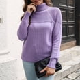 thumbnail image 4 of IROINNID Womens Sweater Turtleneck Pullover Sweater Solid Color Loose Mid-Length Long Sleeve Sweater Knitted Raglan Tops Blouse, 4 of 9