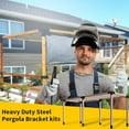 thumbnail image 4 of Pegola Bracket Kits,3-Way T-Shape Flat Woodwork Brackets for 4" x 4" (Actual:3.5"x3.5") Lumber,DIY Gazebo Brackets for Patio Pergolas, Gazebos, Log Cabin W/Hardware - 2 Pack…$$Garden & Patio, 4 of 7
