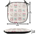 thumbnail image 5 of Owls Chair Seating Cushion, Owls Stars Moon Patterns in Feminine Soft Colors Symmetric Design Art, Soft Seat Pads for Office with Anti-slip Backing, 16"x16", Almond Green Pink Tan, by Ambesonne, 5 of 7