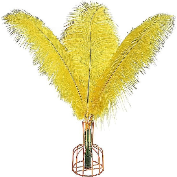 Xiao Hua 12 plumas de avestruz amarillas naturales a granel de 40 a 45 cm para centros de mesa de bodas, fiestas, Pascua, Gatsby y decoración del hogar.