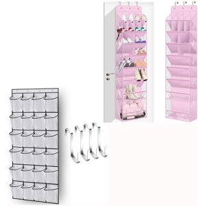 Over The Door Shoe Organizer 24 Large Mesh Pockets and Clear Over The Door Shoe Organizer