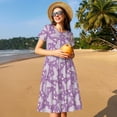thumbnail image 4 of Fotbe Purple Butterflies Floral Pattern Dress Casual Womens Fashion Short Sleeve Maxi Dress T Shirt Dress Striped Long Color Block Maxi Dress, 4 of 6