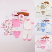 Quealent 8 Pack Preemie Bodysuit Set Preemie Clothes Cotton Hat Socks Newborn Baby Layette Gift Set for Girls Boys Blue 0-3 Months