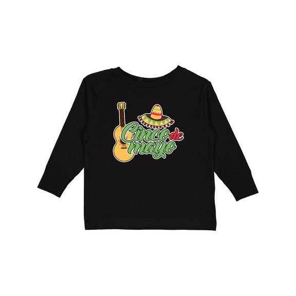 Inktastic Cinco De Mayo with Guitar and Sombrero Boys or Girls Long Sleeve Toddler T-Shirt