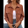 thumbnail image 2 of Chaquetas Informales de para Mujer, Chaquetas con Botones, Blusas de Larga de Moda para Otoño. Color Café S, 2 of 7