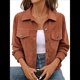 thumbnail image 2 of Chaquetas Informales de para Mujer, Chaquetas con Botones, Blusas de Larga de Moda para Otoño. Color Café M, 2 of 7