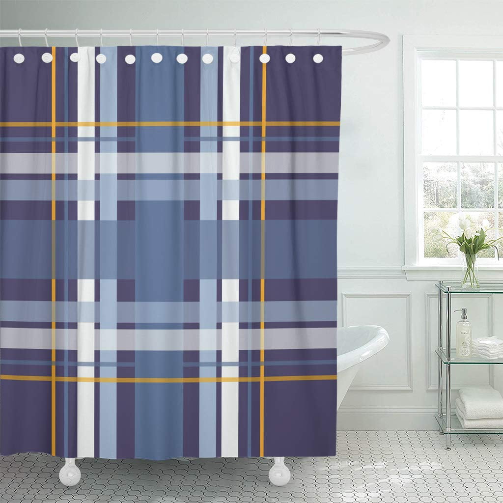 KSADK Abstract Plaid Checkered Pattern in Colors of White Blue and