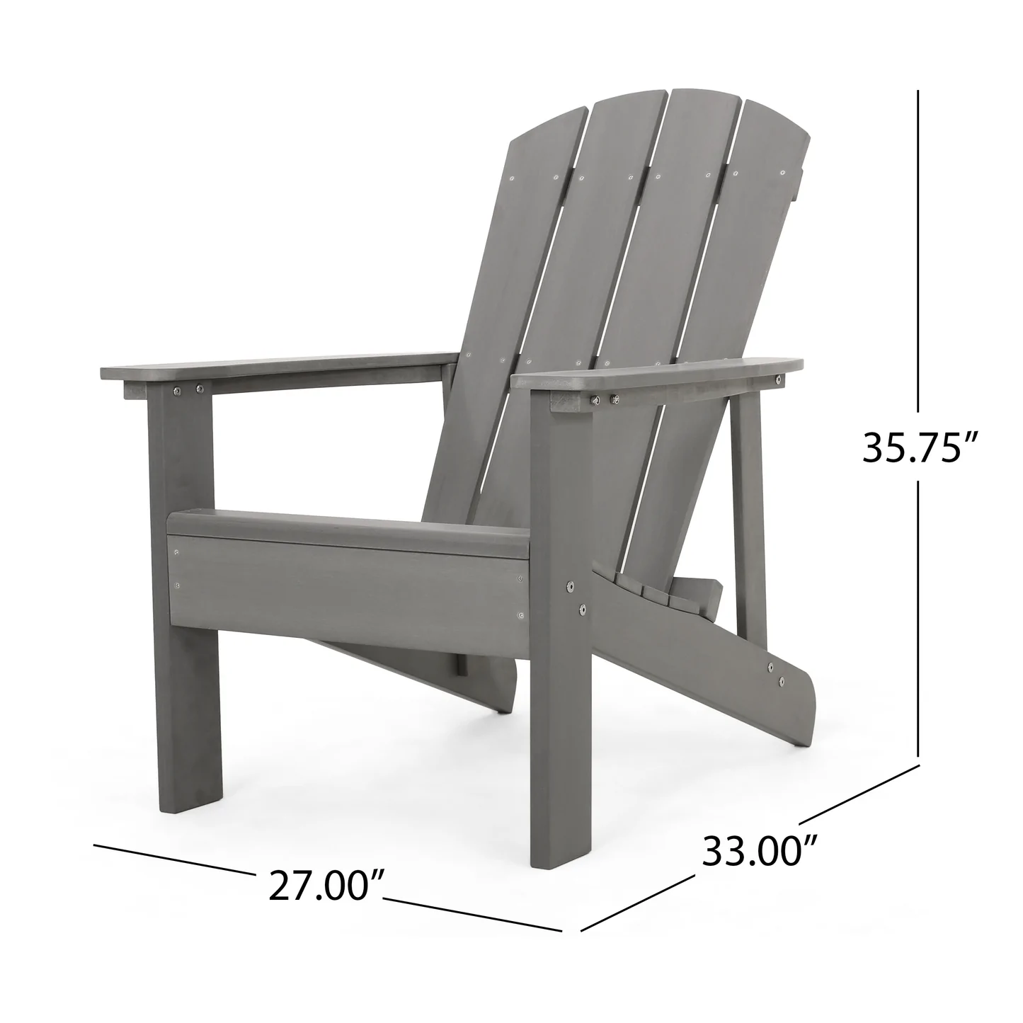 KUIKUI Classic Solid Gray Outdoor Solid Wood Adirondack Chair Garden Lounge Chair - image 4 of 8