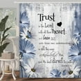 thumbnail image 2 of Rustic Farmhouse Blue Shower Curtain Bible Verse Inspirational Shower Curtain Country Farm Bright Navy Blue Daisy Flowers Butterfly Abstract Shower Curtain Set for Bathroom, 36x70IN, 2 of 5