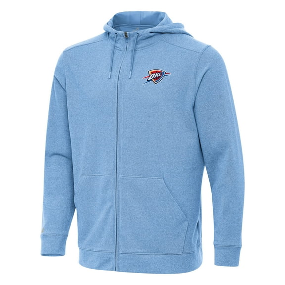 Men's Antigua Heather Powder Blue Oklahoma City Thunder Effortless Full-Zip Hoodie Jacket