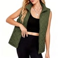 thumbnail image 4 of Zylanna Women's Quilted Vest, Lightweight Full Zip Stand Collar Warm Sleeveless Outerwear Layering Gilet Army Green, 4 of 6