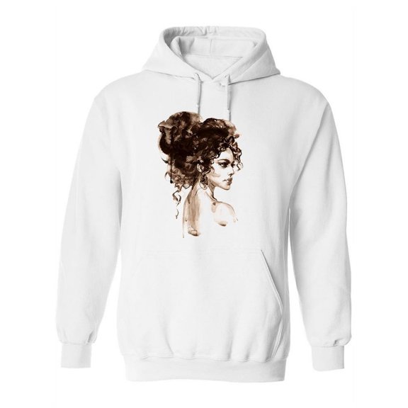 Woman With Curly Hair Sketch Hoodie Women -Image by Shutterstock, Female Small