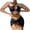 Black, variant on Women's Fashion Sexy Hollow Back Bikini Two Piece Swimsuit,Solid Color with Tie Straps and Cutout Open Back Design,Summer Beachwear,White,M