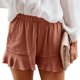 thumbnail image 2 of Pantalones Cortos para Mujer Cintura Alta Sueltos Elásticos de Color Sólido con Dobladillo con Volantes Y Bolsillo Lateral para el Hogar Correr Vacaciones en la Playa ANGGREK Otros, 2 of 6