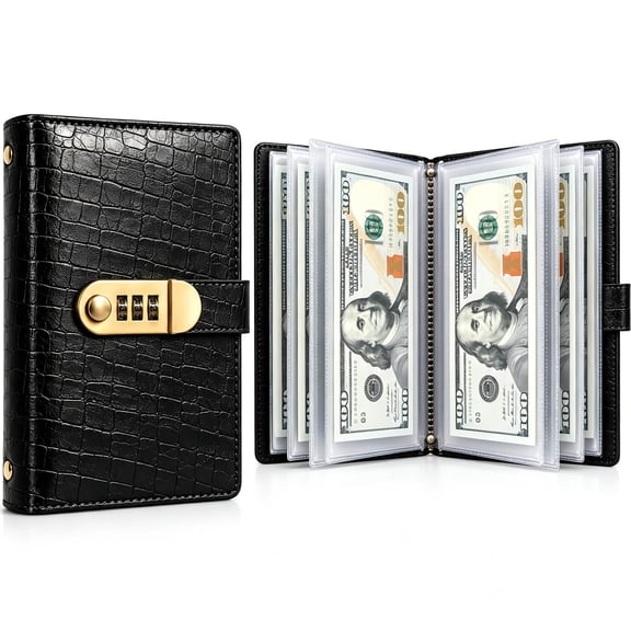 Lockable Savings Notebook, 100 Envelopes Money Saving Challenge Binder, A6 Combination Lock, Keep Cash Organized One Private Place for Savings Gift