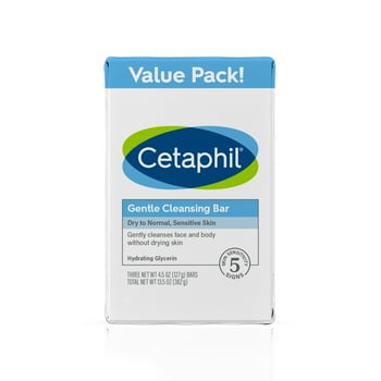Cetaphil Cleansing Bar | 4.5 oz Bar | Pack of 3 | Nourishing Cleansing Bar For Dry, Sensitive Skin
