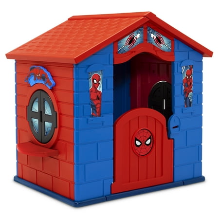 Marvel Spider-Man Plastic Indoor/Outdoor Playhouse with Easy Assembly by Delta Children, Blue/Red