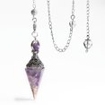 thumbnail image 1 of 6 Facet Hexagonal Point Pendant Pendulum For Reiki Wicca Dowsing Balancing Spiritual Resin Gemstone Crystal Amethyst Pendulums, 1 of 4