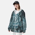 thumbnail image 2 of Kdxio Blue Color Cactus Print Women Men Sun Protection UPF 50+ Jackets Zip Up Long Sleeve Hoodie Hiking Lightweight with Pockets, 2 of 5