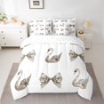 thumbnail image 2 of Feelyou Bow-tie Girl Twin Bedding Sets 7pcs, Romantic Swan Animal Bedding Comforter Set, 2 of 8