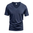 thumbnail image 5 of LTTVQM Men's T Shirts 2026 Short Sleeve Classic V Neck T-Shirt Casual Summer Spring Basic Tee Shirt Dark Blue L, 5 of 5