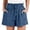 Dark Blue, variant on Women’s Casual Summer Cotton Shorts, High Waist Ruffled Elastic Waist with Pockets, Multi-Color, S/M/L/XL/XXL