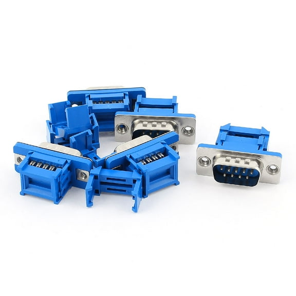 Unique Bargains 5pcs D-SUB DB9 9 Pin Male IDC Type Crimp Threaded Connector for Flat Cable