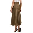 thumbnail image 3 of Women's Satin Maxi Skirt Fall High Waist Casual Cocktail Party Wedding Mermaid Long Skirts M Brown, 3 of 6