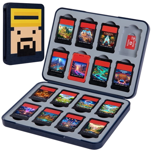 Funlab Game Card Holder Cartridge Case with 16 Card Storage for Nintendo Switch2/OLED Games & Micro SD Cards